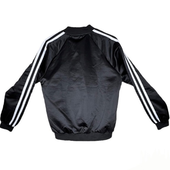 BoohooMan Black Satin Bomber Jacket with Side Stripes - Picture 10 of 10